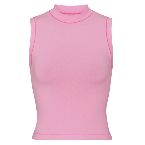 NWT SKIMS Bubblegum Cotton Jersey Mock Neck Tank